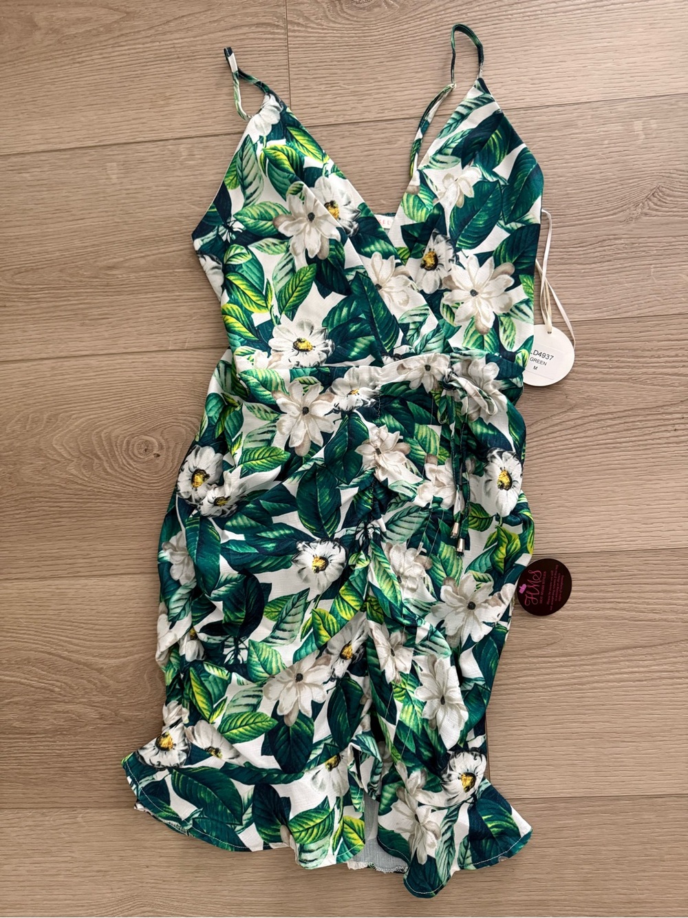 Summer Dress Tropical Green and White
